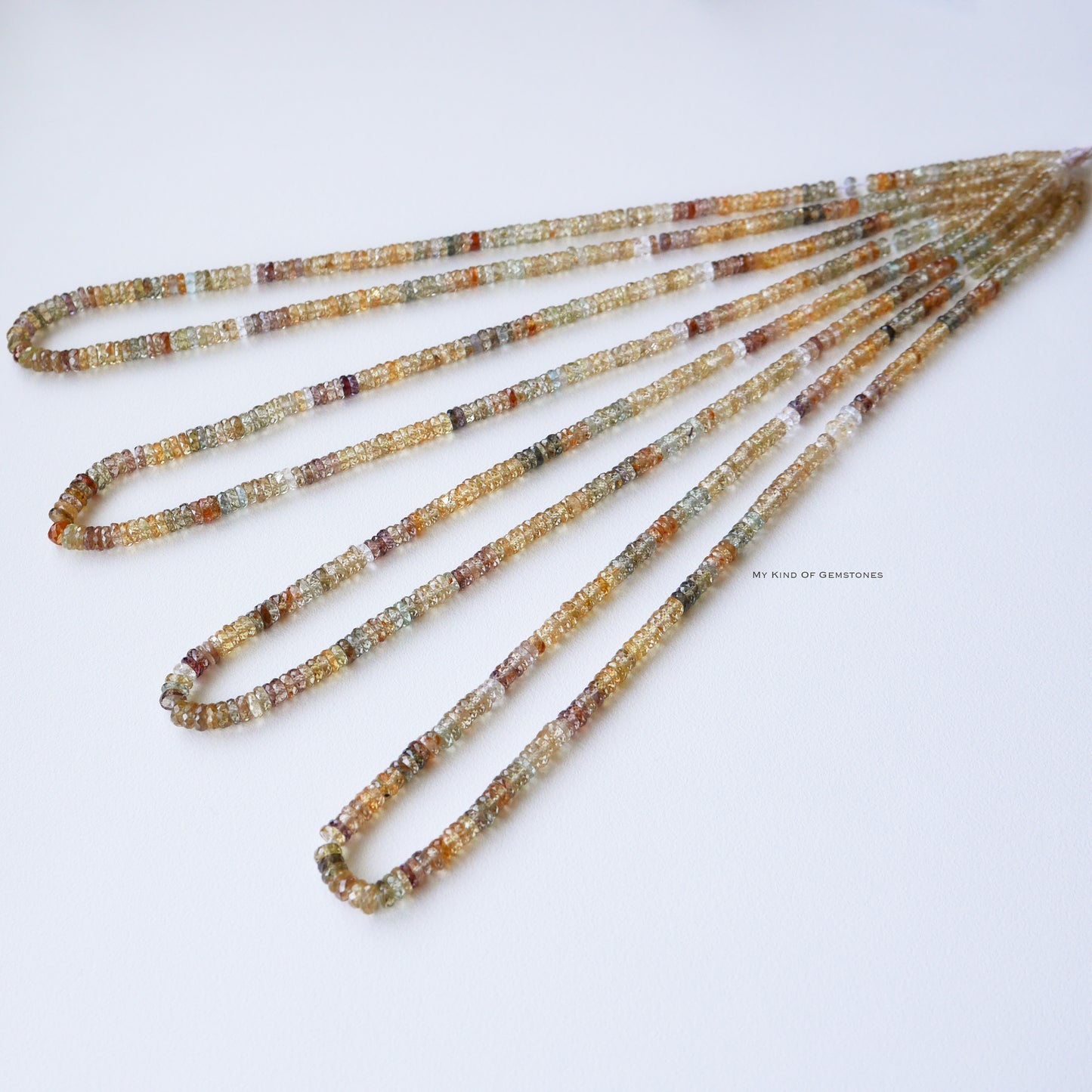 ハイグレード ナチュラルジルコン マルチカラー ファセット<タイヤ>ロンデル 1連