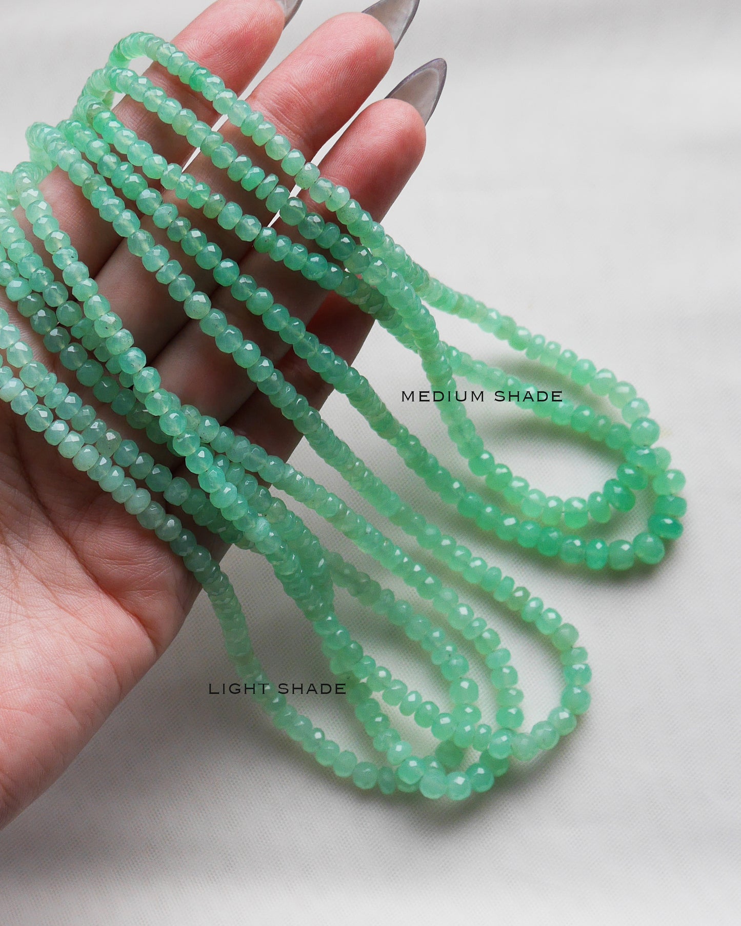 パステルカラー クリソプレーズ ファセットロンデル 1連