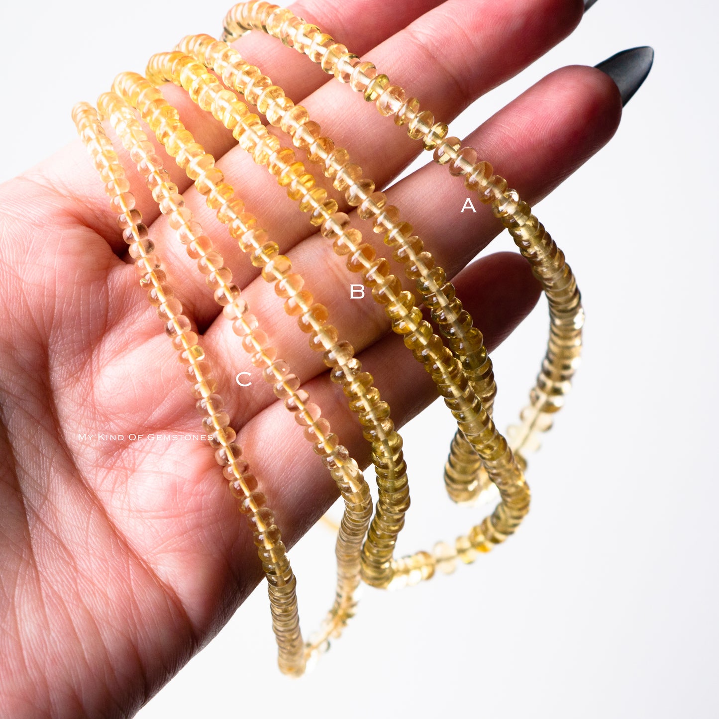 ハイグレード ヘリオドール(イエローベリル)スムースロンデル 1連