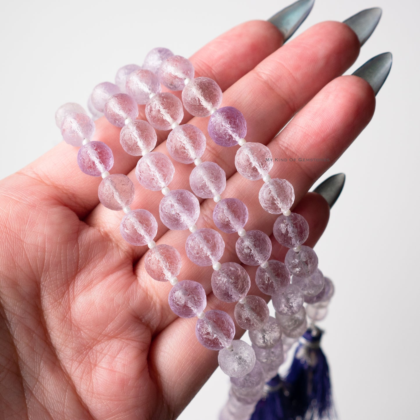 ピンクアメジスト テクスチャードボール 1連