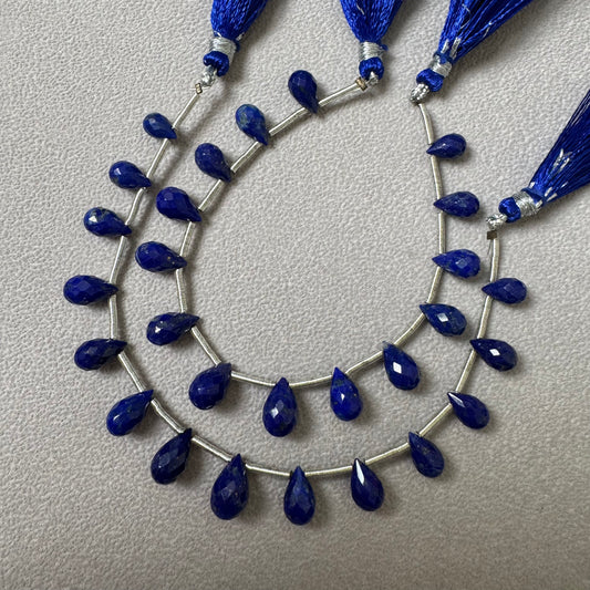 高品質 ラピスラズリ ファセットドロップ ブリオレット 1連