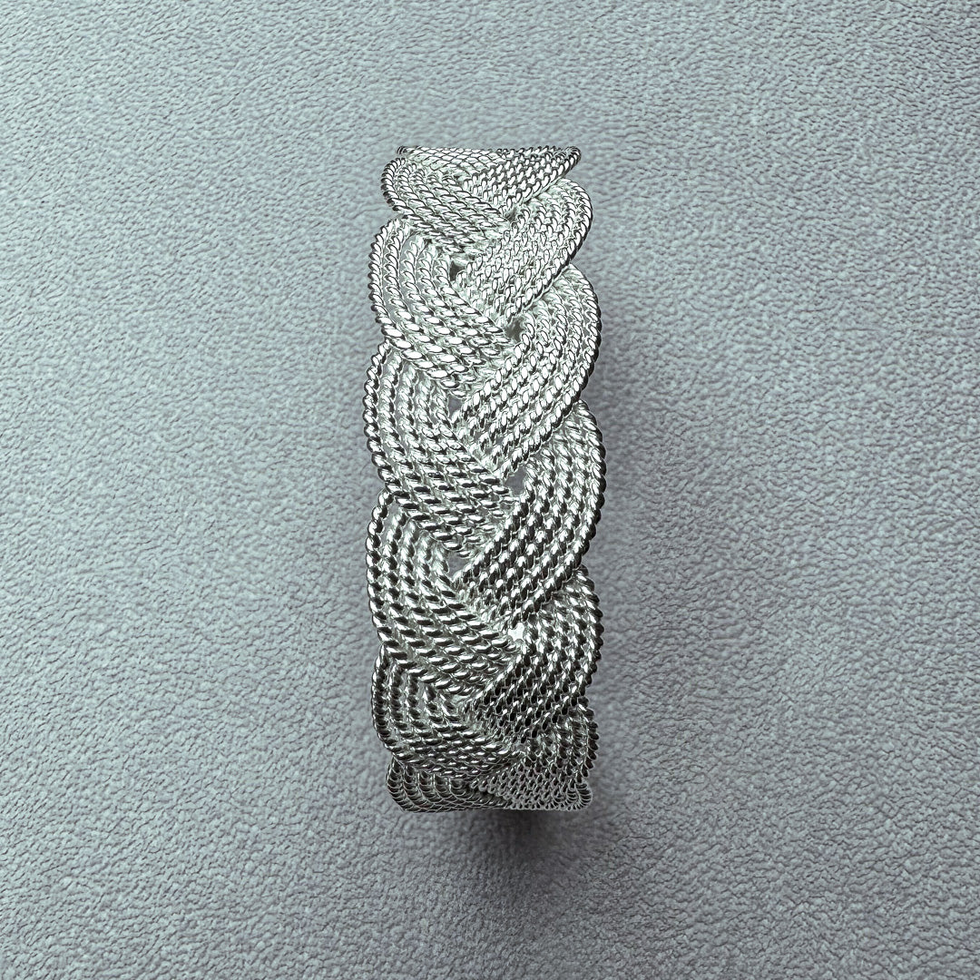 一点のみ KSBA8 カレンシルバー White 編上げバングル