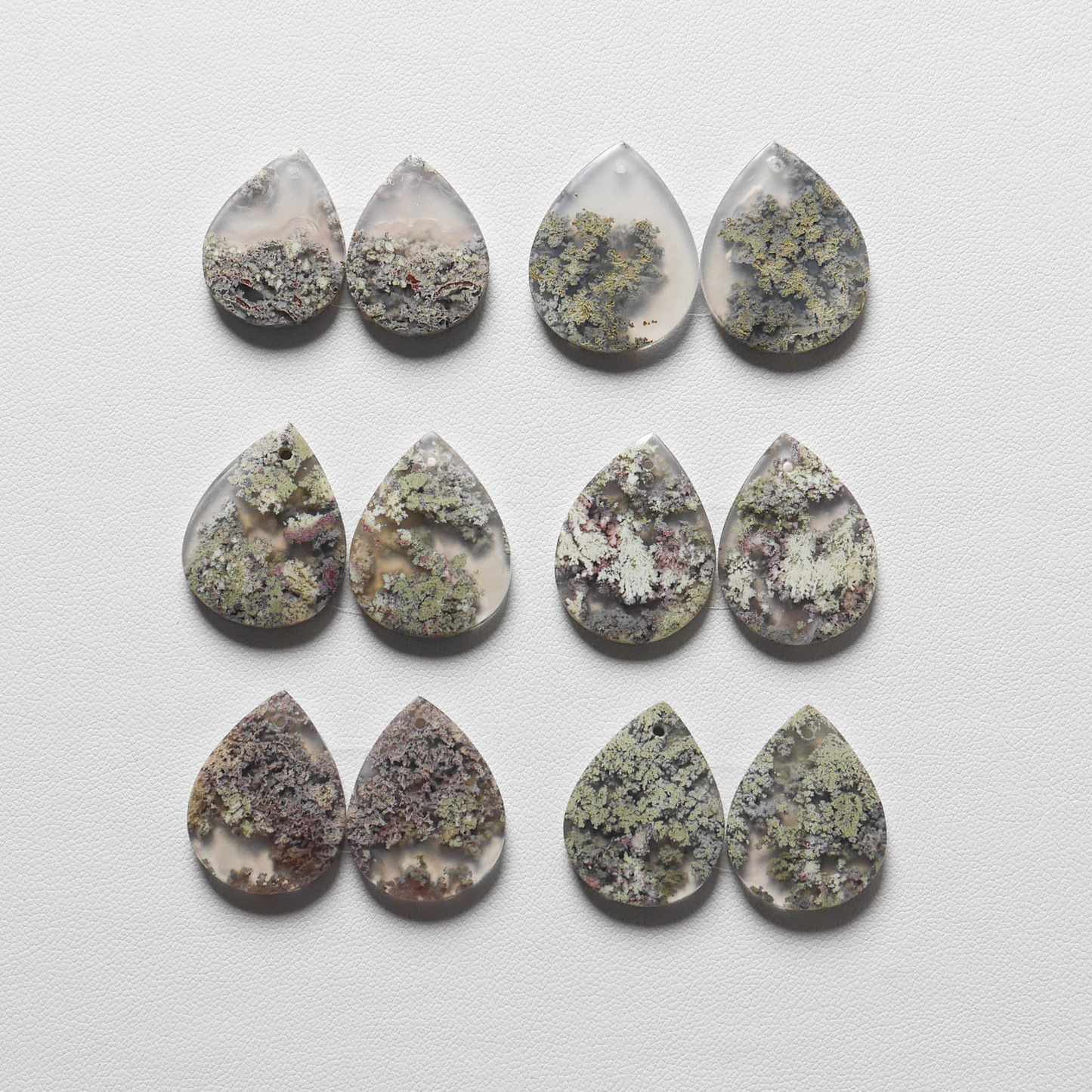 インドネシア産モスアゲート カボション　6ペアセット