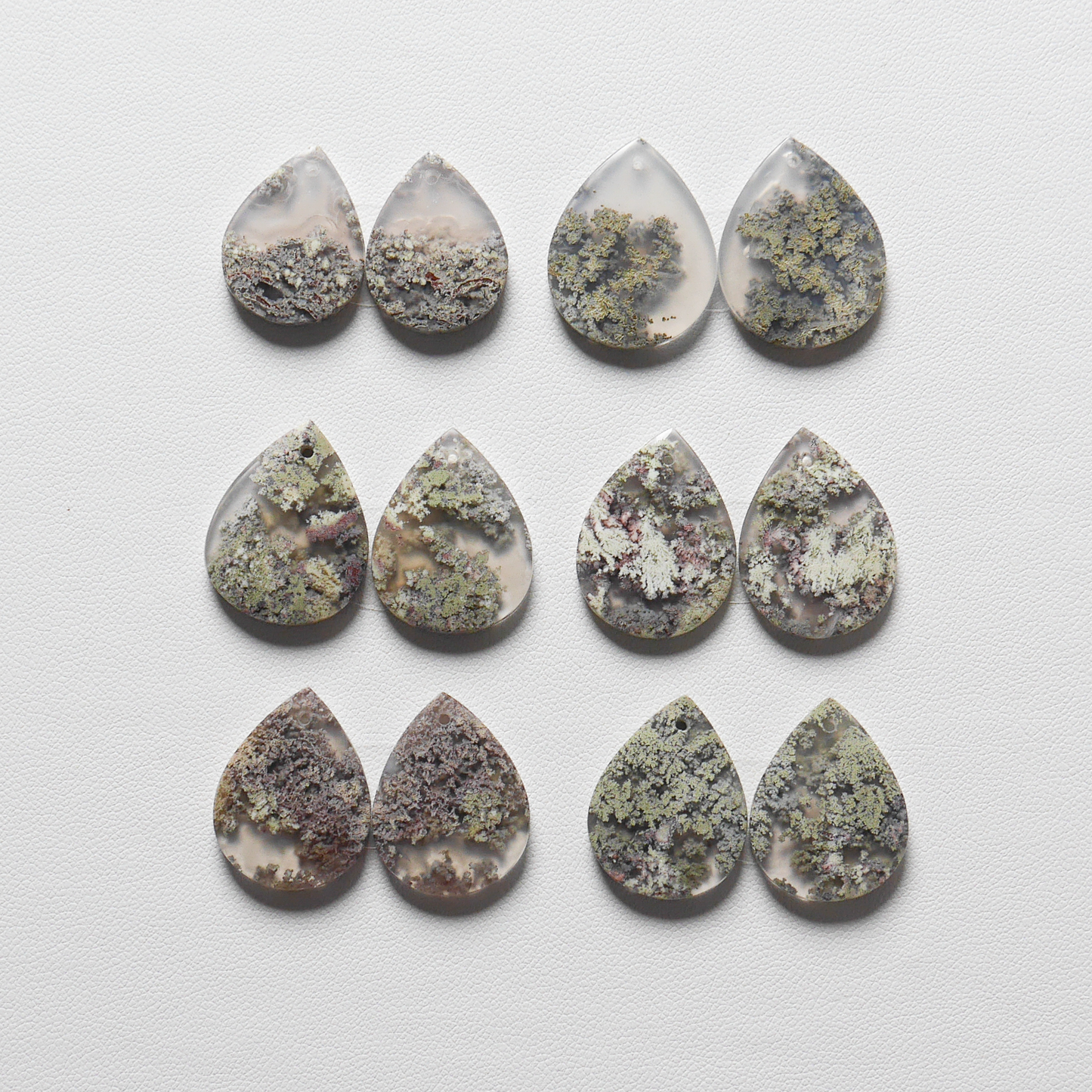 インドネシア産モスアゲート カボション　6ペアセット