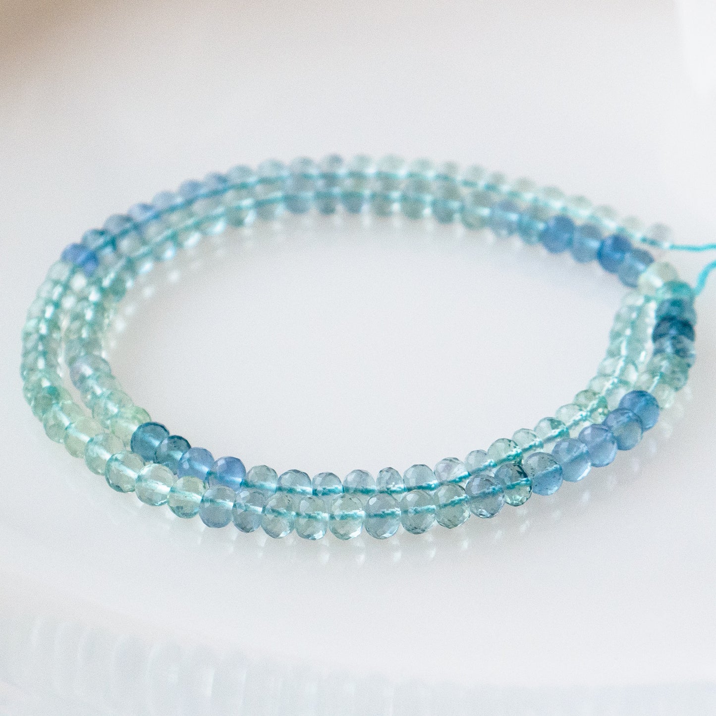 High Grade Afghanistan Blue & Green Fluorite Micro Faceted Rondelle