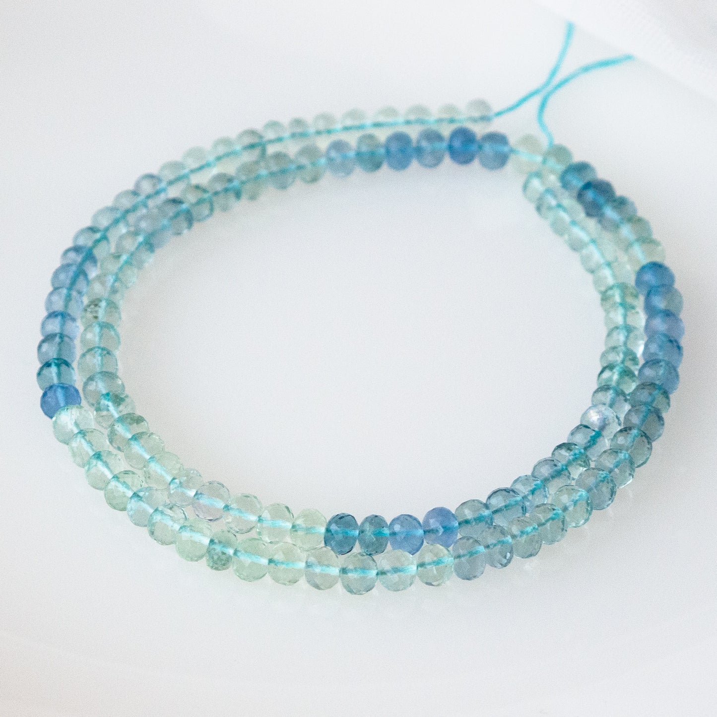 High Grade Afghanistan Blue & Green Fluorite Micro Faceted Rondelle