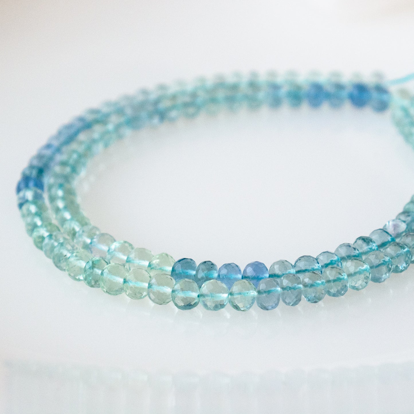 High Grade Afghanistan Blue & Green Fluorite Micro Faceted Rondelle