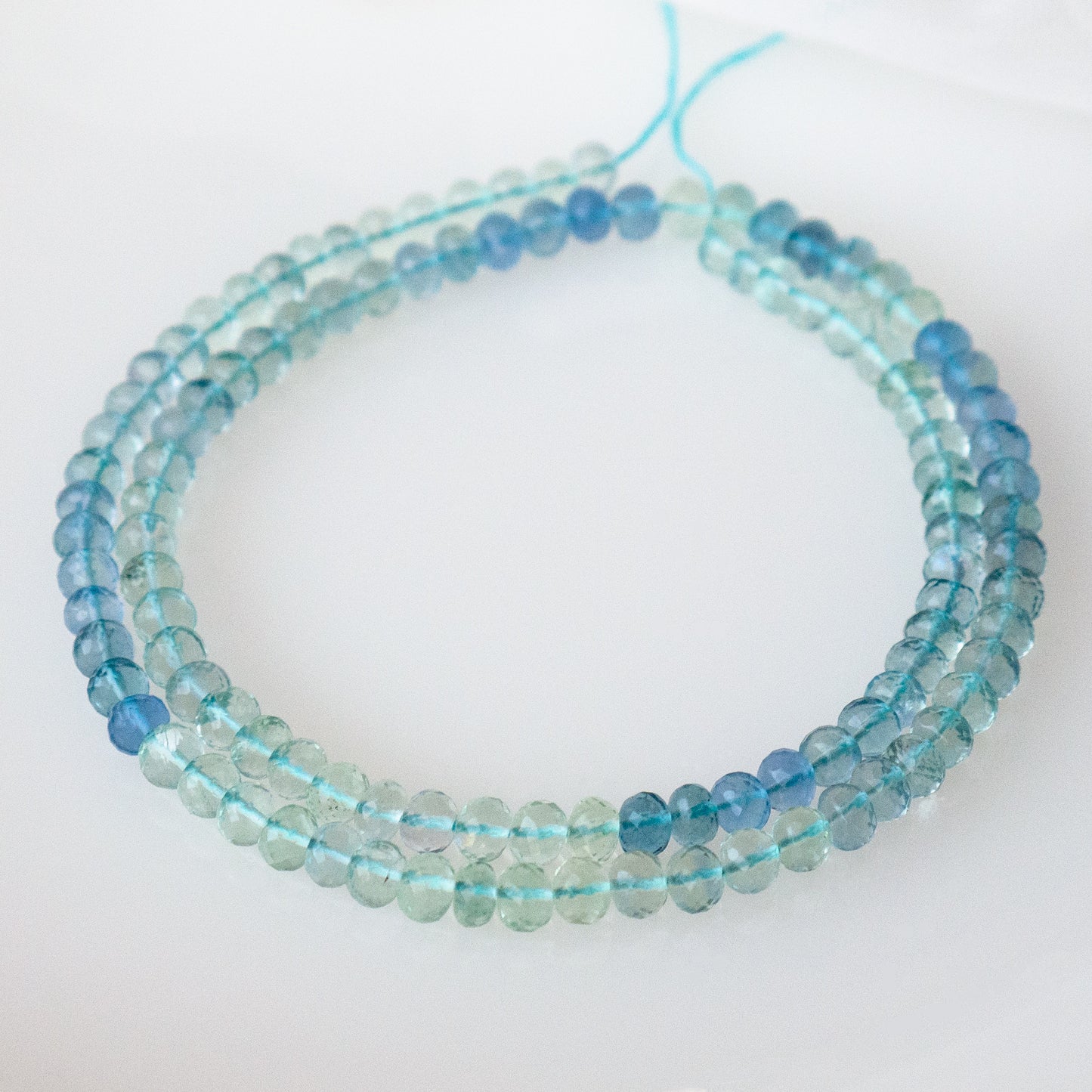 High Grade Afghanistan Blue & Green Fluorite Micro Faceted Rondelle