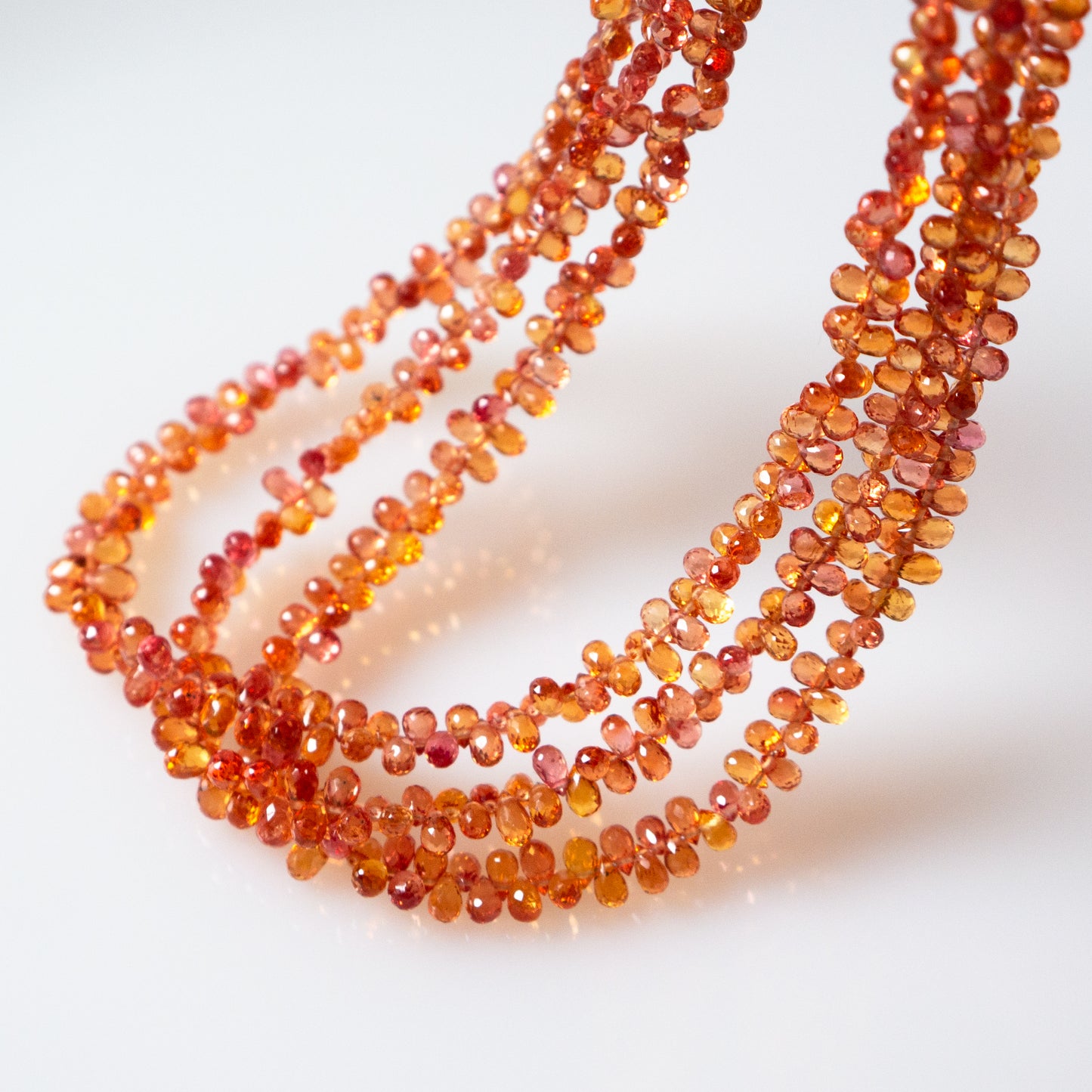 Rare Orange &amp; Red Sapphire Teardrop