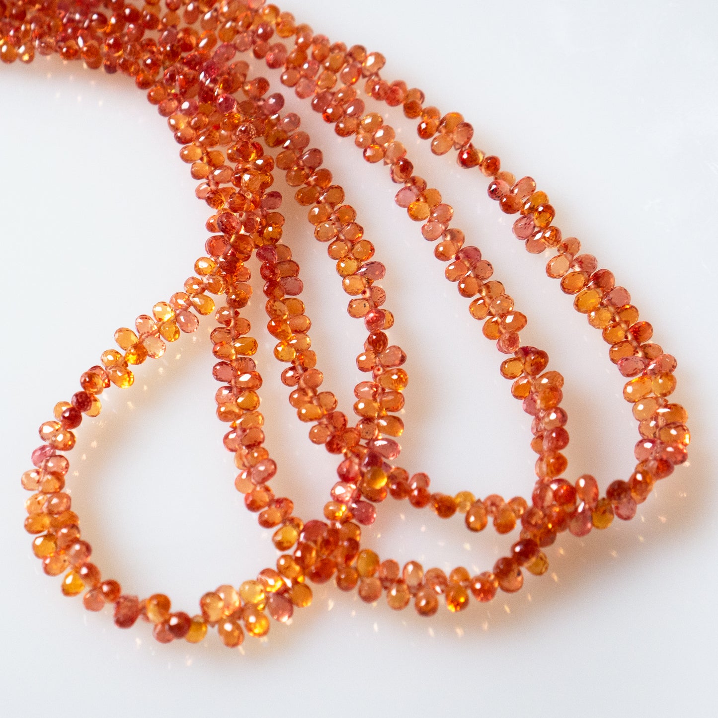 Rare Orange &amp; Red Sapphire Teardrop