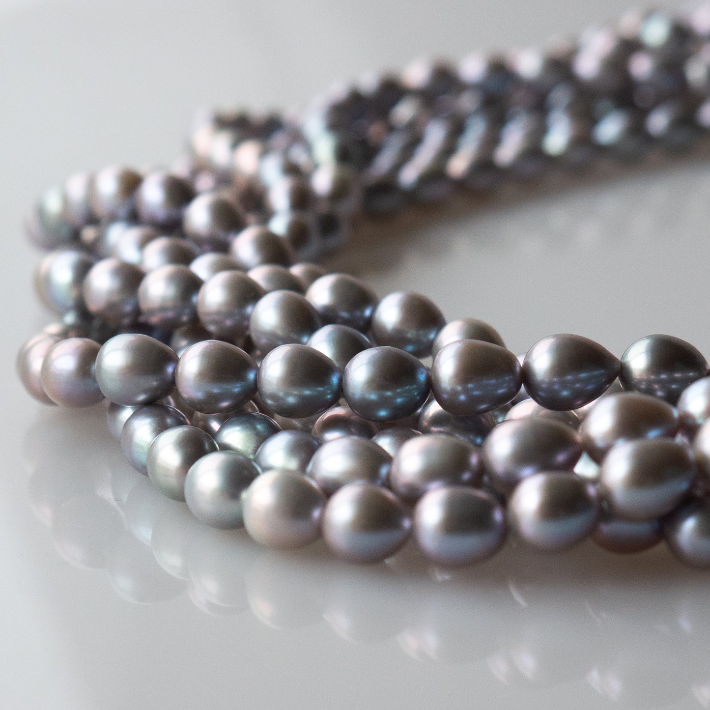 Freshwater Pearl Dyed Silver Gray Drop Beads 1Strand