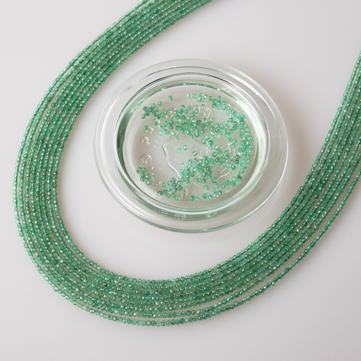 Emerald Faceted Semi-Round Beads 1Strand
