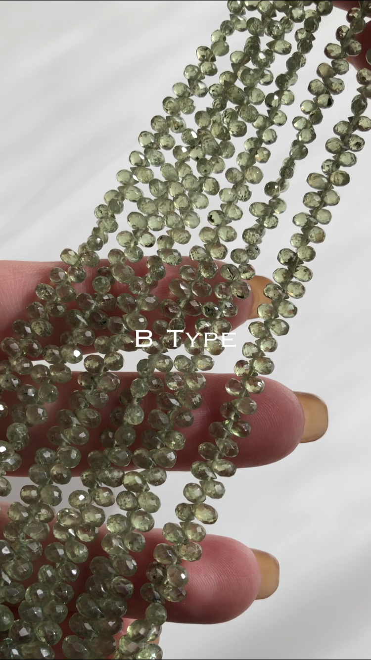 Rare African Demantoid Garnet Faceted Drop 1 Strand