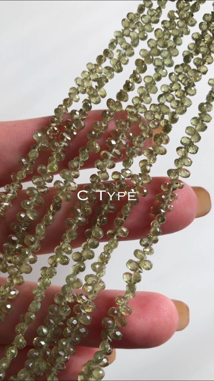 Rare African Demantoid Garnet Faceted Drop 1 Strand